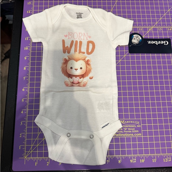 Gerber Other - Gerber White and Pink 'Born Wild' Baby Tee